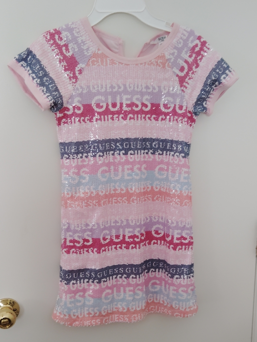 GUESS Multicolor Sequin Logo Stripe Kids Dress